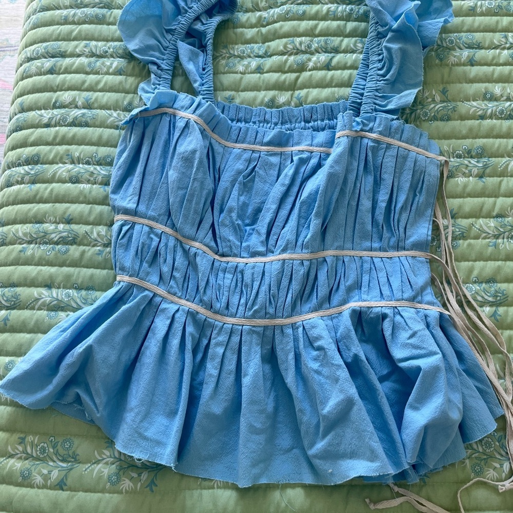 Free people light blue tie tank top